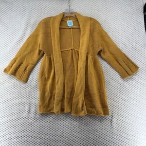 Kimchi Blue Cardigan Sweater Womens M Medium Gold Knit Open Front y2k 3/4 Sleeve